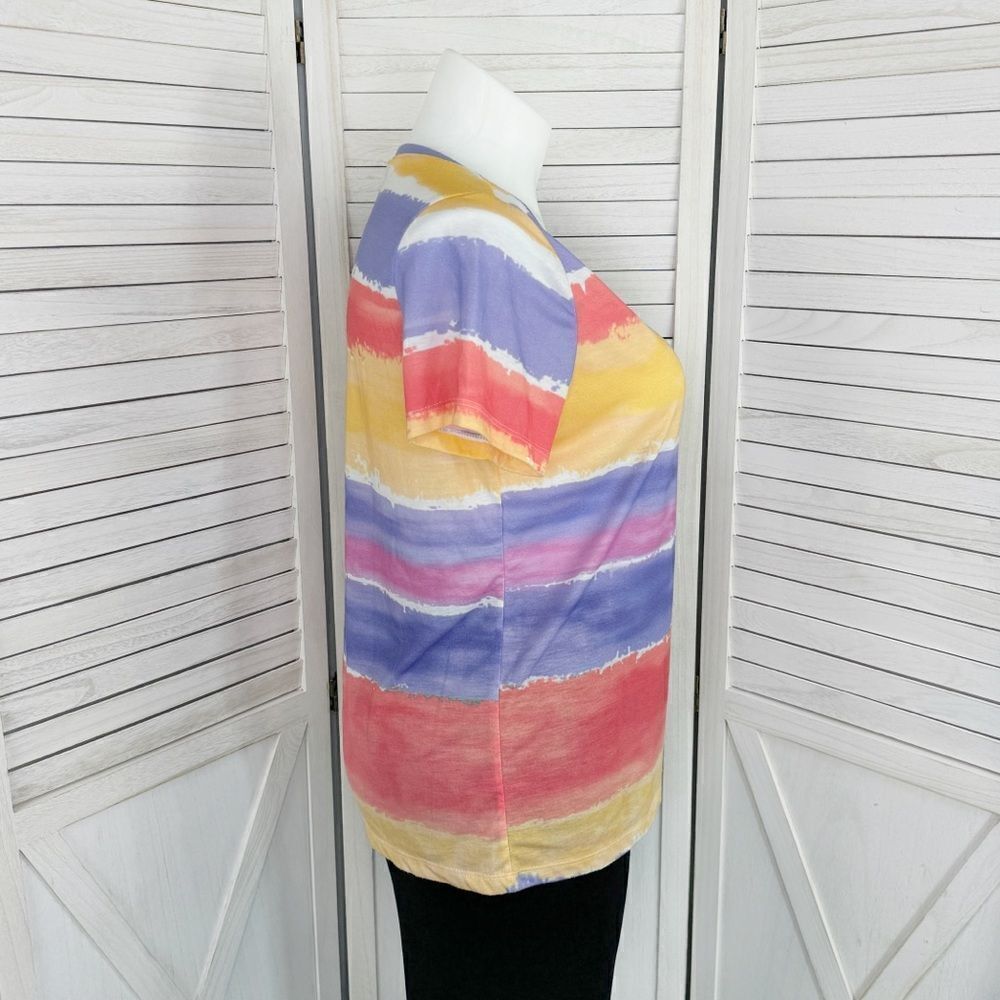 White Stag Ombre Striped Floral Studded Tee Shirt Purple Pink Yellow XXL - Picture 3 of 11